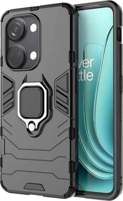 Coverup Hoesje - Geschikt voor OnePlus Nord 3 Hoesje - Coverup Ring Kickstand Back Cover - Zwart