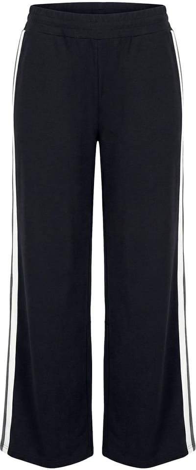 Angel of Style - Dames - Sweatbroek rechte pijpen strepen aan de zijkant - Zwart - Maat 46