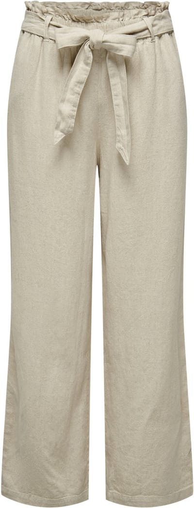 Jacqueline de Yong Broek Jdysay Linen Belt Pant Wvn Noos 15254626 Oatmeal/melange Dames Maat - W36 X L32