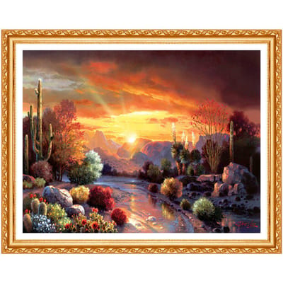 Volledige ronde boor DIY diamant borduurwerk woestijn schemering diamant schilderij kruissteek strass decor 20X30CM orange