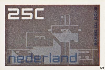 Briefkaart met afbeelding Tentoonstelling 1970 Osaka postzegel