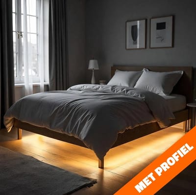 Bedverlichting met bewegingssensor en hoekprofiel - 2 zijden met 2 meter ledstrip - Instap- en uitstapverlichting - Warm wit licht - Complete set - Uitstapverlichting - Eenvoudige installatie