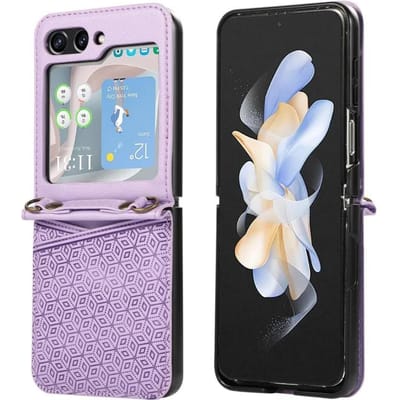 PU Lederen Crossbody met Kaarthouder Telefoonhoesje voor Samsung Galaxy Z Flip 6 5 4 3 Flip6 Flip5 Flip4 Flip3 5G Beschermhoes Galaxy Z Flip 6