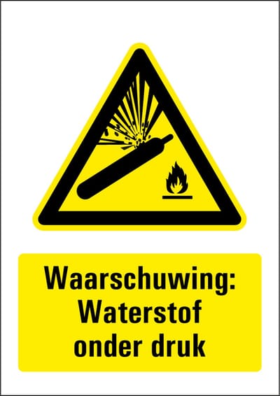 Waterstof onder druk sticker 210 x 297 mm