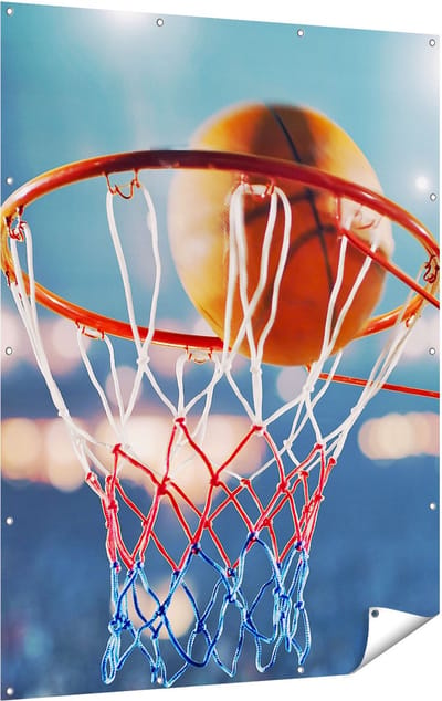 Gards Tuinposter Basketbal in Ring - Hoepel - Bord - 120x160 cm - Tuindoek - Tuindecoratie - Wanddecoratie buiten - Tuinschilderij