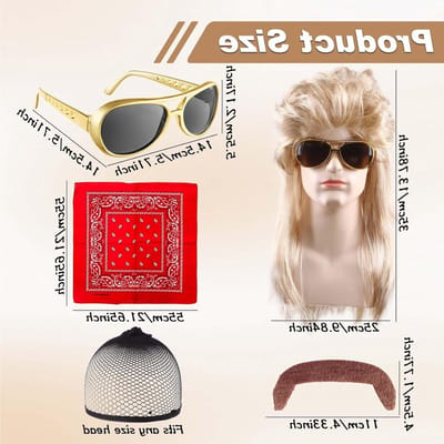 Funky Hippie Kostuum Set met Afro Peruk, Zonnebril, Snor en Vredesteken Ketting voor 50/60/70s Themafeest, Geschikt voor Mannen en Vrouwen, Retro Disco Accessoires