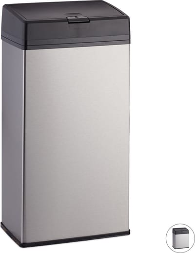 prullenbak rvs - 6 l - push - badkamer - keuken - zilver