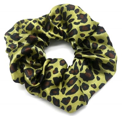 Haarsoires Haarelastiek Scrunchie – Panterprint – Gladde Stof – Zwart Bruin Groen - Haarkrinkel - Haar Elastiek met Stof - Zacht & Haarvriendelijk