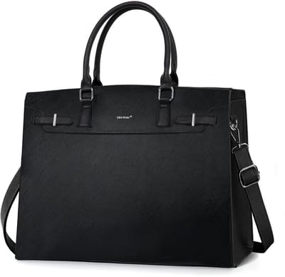 TAN.TOMI Dames Handtassen - Dames Tas Shopper met rits - 16 inch Laptoptas - Handtas - Schooltas - Zwart