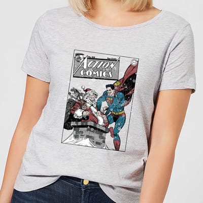 DC Superman Action Comics Women's Christmas T-Shirt - Grey - M