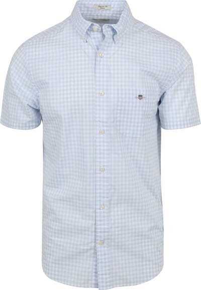 Gant Overhemd Short Sleeve Lichtblauw - Maat M - Heren - Overhemden Casual