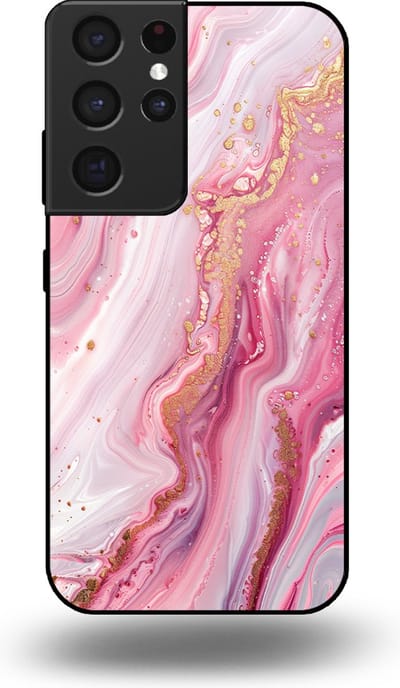Smartphonica Telefoonhoesje geschikt voor Samsung Galaxy S21 Ultra met marmer opdruk - TPU backcover case marble design - Roze geschikt voor Samsung Galaxy S21 Ultra