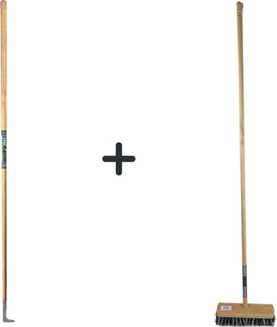 Synx Tools Voegenmes 150 cm en Harde Bezem Old Dutchie - onkruidborstel - onkruidmes - Tuinbezem - Milieuvriendelijke bezem - Old Dutchie Model - Straatbezem - Buiten Bezem met steel 120 cm