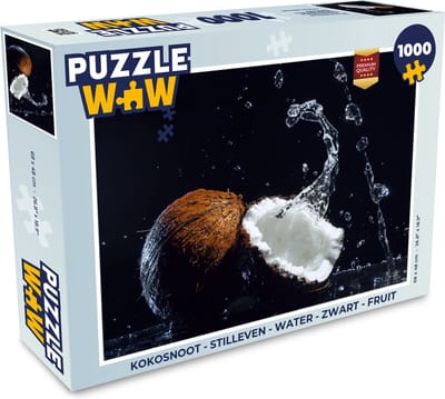 Puzzel Kokosnoot - Stilleven - Water - Zwart - Fruit - Legpuzzel - Puzzel 1000 stukjes volwassenen