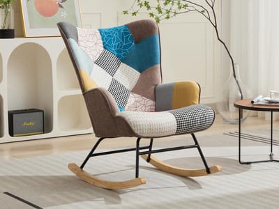 Vente-unique Schommelstoel van gechineerd patchwork met verschillende kleuren ELMINA II