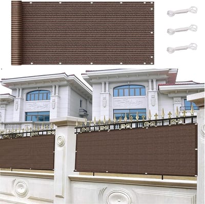Ondoorzichtig Balkonscherm 90x900 cm Bruin - UV-bestendig en Ademend Privacyscherm voor Balkon en Terras