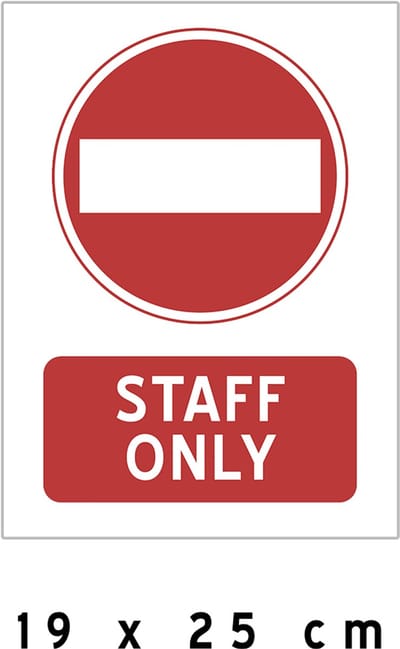 Pictogram/ bord | "Staff only" | 19 x 25 cm | C2 | Verboden toegang voor onbevoegden | Enkel personeel | Privé | Forex | 1 stuk
