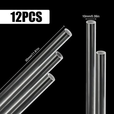 12 Stuks 10mm x 30cm Acrylaat Ronde Staven voor DIY Klussen, Tuinverlichting en Modelbouw Decoratie