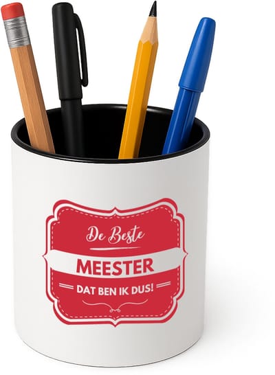 Hacebo® - De beste meester, dat ben ik dus Pennenbakje - iemand die een meester is - pennenhouder - beste ooit - werk - collega - school - verjaardagscadeau - kado - gift - geschenk - afscheidscadeau - welkomscadeau - Pennenbakje zwart