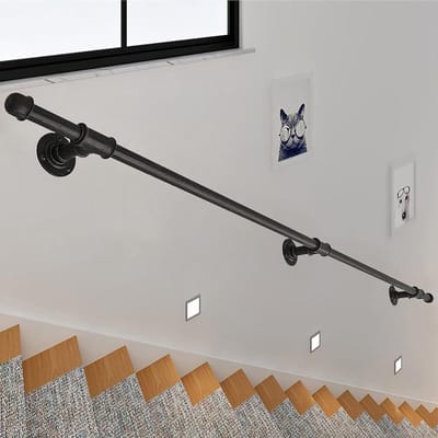 Trapleuning - Wandmontage Leuning - Veilige Ondersteuning - Smeedijzeren Constructie - 30-600 cm - Zwart