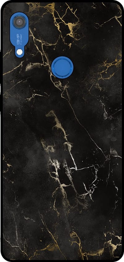 Smartphonica Telefoonhoesje Geschikt voor Huawei Y6S met marmer opdruk - TPU backcover case black marble design - Zwart geschikt voor Huawei Y6S