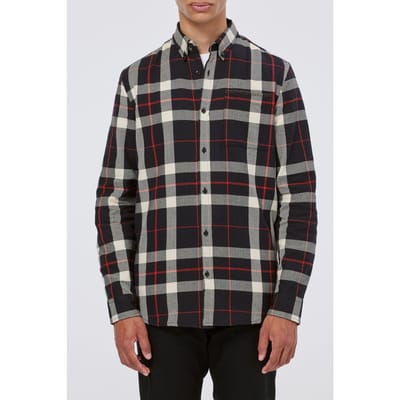 Scotch & Soda Herringbone Check Shirt Black Check Size: S | Casual Shirts Outlet | Heren | Zwart