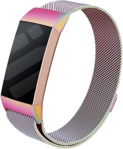Strap-it Luxe Milanese band - geschikt voor Fitbit Charge 3 / Fitbit Charge 4 - regenboog - Maat: Maat S