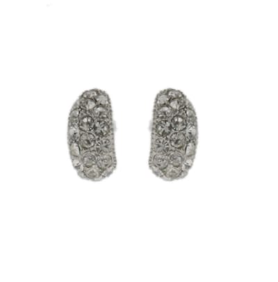 Behave - Oorstekers - Zilverkleur halve maan met steentjes - 1.8 cm