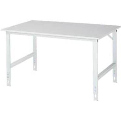Rau ESD-werktafel Tom, handmatig in hoogte verstelbaar, 28 mm spaanplaat met melamine coating, tot 500 kg, B 1500 x D 1000 x H 760-1080 mm, lichtgrijs