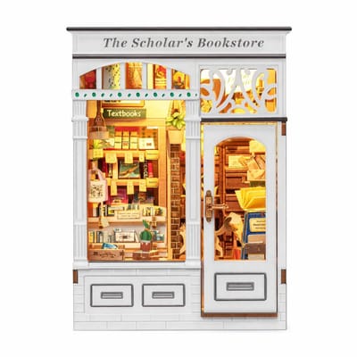 CuteBee Book Nook - Modelbouw - Houten 3D Puzzel - DIY Bouwpakket Volwassenen en Volwassenen - Boekensteun - Boekenhouder - The Scholar's Bookstore
