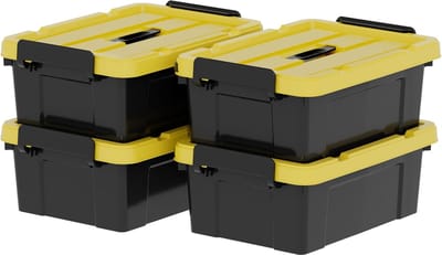 Kunststof opbergdoos met deksels, handvat en vergrendelgespen voor gereedschap - 15L (4 stuks)