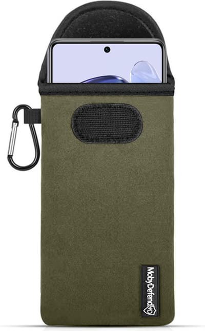 MobyDefend Hoesje - Geschikt voor Xiaomi 12 / 12X - Neopreen Pouch Met Karabijnhaak - Insteek - Riemlus - Groen