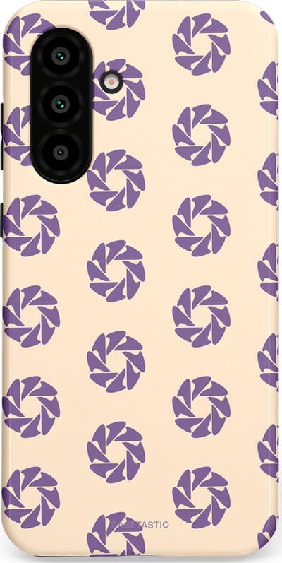 Casetastic hoesje geschikt voor Samsung Galaxy A36 / Samsung Galaxy A56 - Dubbellaagse bescherming - Paarse Cirkels op het Zand - Fashion Case - Crème Lavendel Zilver