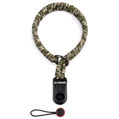 Camouflage groene verstelbare camera polsband met snelkoppeling – DSLR en spiegelloze camera hand strap met metalen ring
