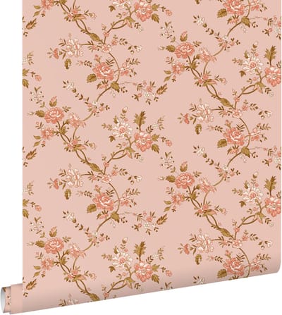 ESTAhome behang vintage bloemen terracotta roze - 50 x 900 cm - 131567