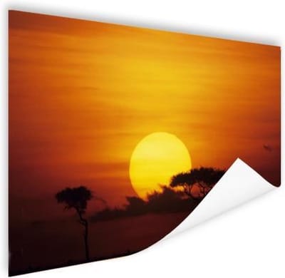 Zonsopkomst Masai Mara Nationaal Park Poster 90x60 cm - Foto print op Poster (wanddecoratie woonkamer / slaapkamer)