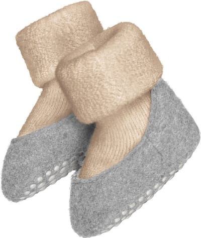 FALKE Baby Cosyshoe Noppen op de zool wol huissokken baby beige - maat 15-16