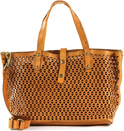 CAMPOMAGGI Leren Shopper Schoudertas Shopping Bag Cammello Lichtbruin