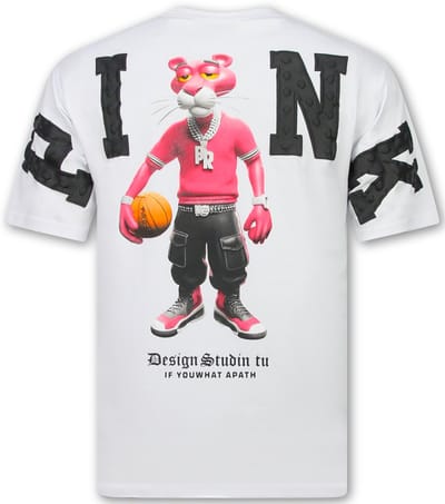 Heren Tshirt met Opdruk - Oversized T shirt Heren - Funny Panther T-shirt -1971- Wit