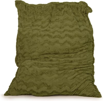 Drop & Sit - zitzak/zitkussen - stijlvolle bontlook (faux) - olijf - 100x 150 - heerlijk zacht
