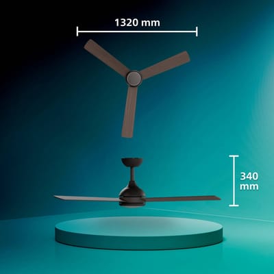 Philips Civx Plafondventilator met LED-lamp - 3 Bladen - Diameter: 132cm - Drie tinten wit licht (3000K / 4300K / 6500K) - Dimbaar tot 10% - Afstandsbediening - Zwart of Donker hout - 2500 Lumen