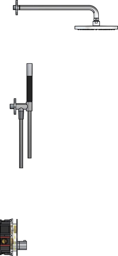 Hotbath Cobber IBS22 inbouw regendoucheset met staafhanddouche aan houder en 20cm ronde hoofddouche aan 40cm wandarm chroom