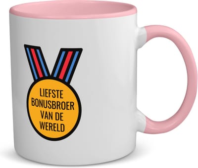 Akyol - liefste bonusbroer van de wereld koffiemok - theemok - roze - Broer - de liefste bonusbroer - verjaardagscadeau - verjaardag - cadeau - cadeautje voor broer - broer artikelen - kado - geschenk - gift - 350 ML inhoud