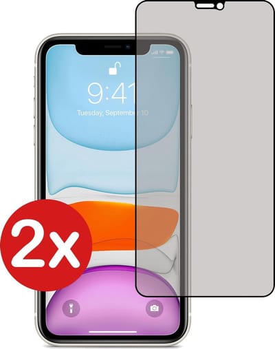 Screenprotector - 2 Stuks - Geschikt voor Apple iPhone XR - Privacy Filter - Beschermglas - Gehard Glas - Tempered Glass - Screen Protector
