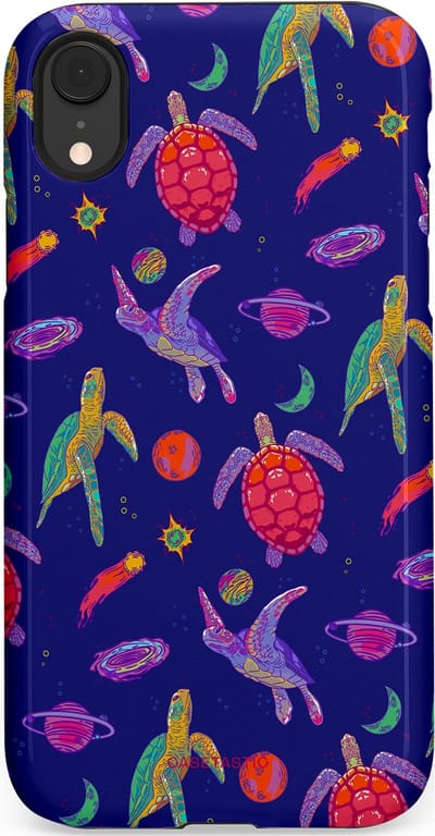 Casetastic Hoesje Geschikt voor Apple iPhone Xr - Stijlvolle Beschermende Duo-layer Case - Kosmische schildpad
