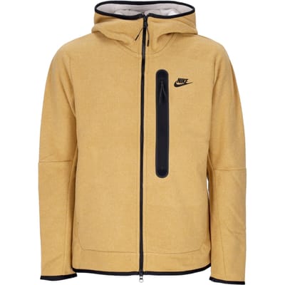 Herenhoodie met rits, sportkleding, techfleece, winterhoodie met volledige rits, elementair goud/zwart