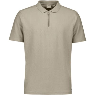 NO-EXCESS taupe heren polo   Rib kraag   Regular fit   Structuur patroon   Ritssluiting   Korte mouw Taupe S