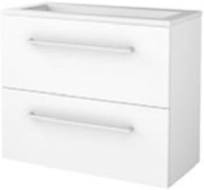 Basic-Line Start 39 Badkamermeubelset - Ondiep - 80 x 39 cm - Met Grepen - 2 Lades - Acryl Wastafel - Zonder Kraangat - Ice White
