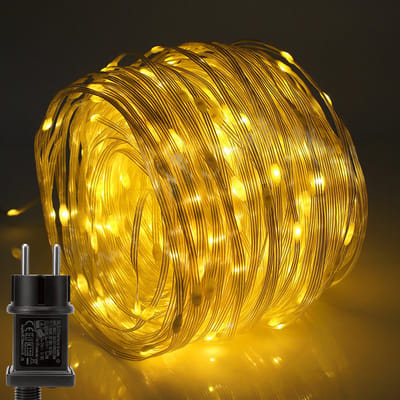MUPOO Lichtsnoer Binnen en Buiten - 400 LED -50 meter - Met Stekker - Warm wit - 8 modi - Geheugenfunctie - Lichtslinger - Kerstverlichting- Fairy Lights - IP67 Waterdicht - Decoratie voor kerst - Tuinverlichting