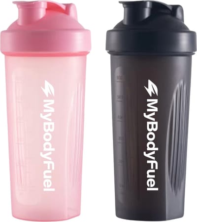 MyBodyFuel - Shakebeker - 700 ml - met mixfilter - Roze en Zwart - Set van 2 - Proteïne Shaker - BPA-vrij